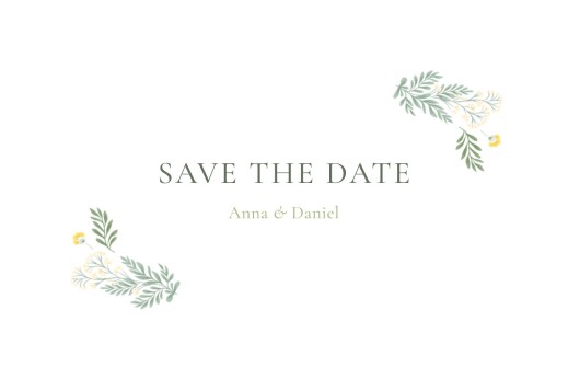 Save The Dates Enchanted Greenery (Landscape) White - Front