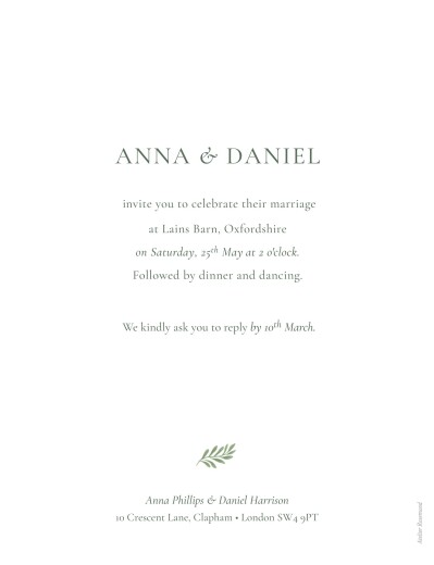 Wedding Invitations Enchanted Greenery (Portrait) White - Back