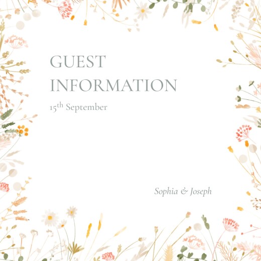 Guest Information Cards Bohemian Garden White - Front