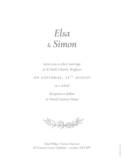 Wedding Invitations Poetic Grey - Back