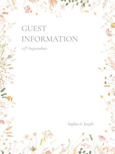 Guest Information Cards Bohemian Garden (Portrait) White - Front