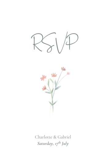RSVP Cards Wildflower Wreath (Portrait) Pink - Front