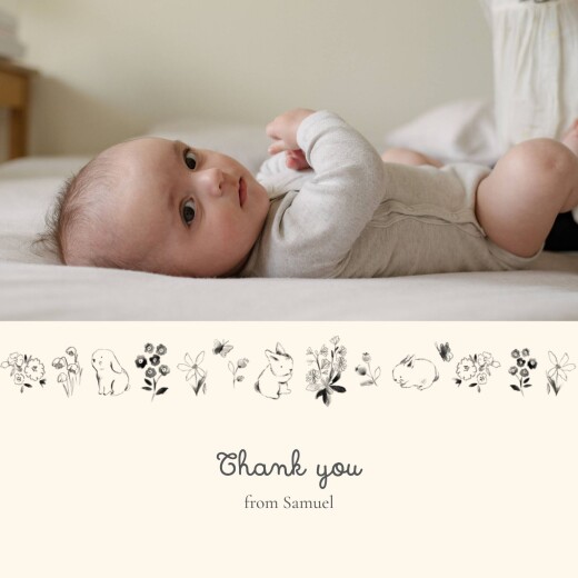 Baby Thank You Cards Happy Bunny (4 pages) Yellow - Page 1