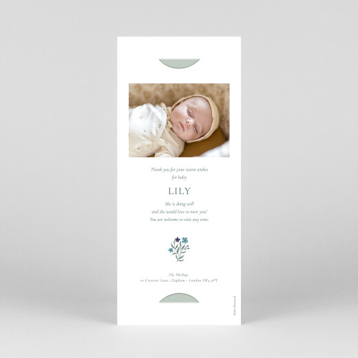 Baby Thank You Cards Enchanted Greenery (bookmark) White - View 4