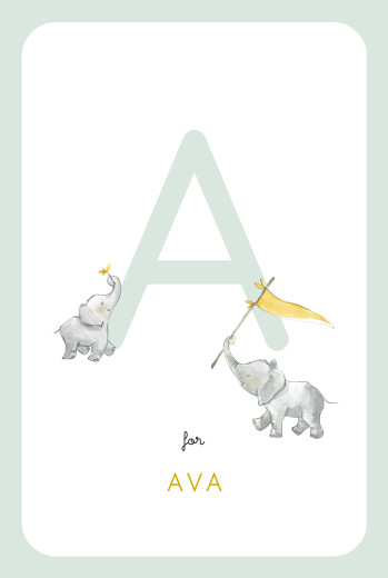 Baby Thank You Cards Elephant ABC Green - Page 1