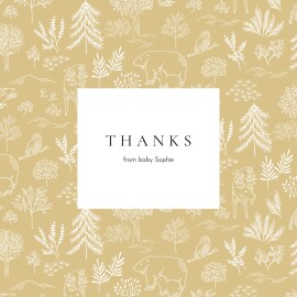 Baby Thank You Cards Woodland Wildlife (4 Pages) Yellow