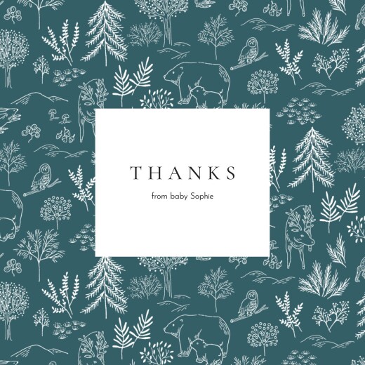 Baby Thank You Cards Woodland Wildlife (4 Pages) Blue - Page 1