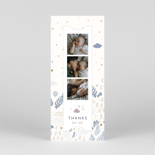 Baby Thank You Cards Midnight Sky (Bookmark) Beige - View 2