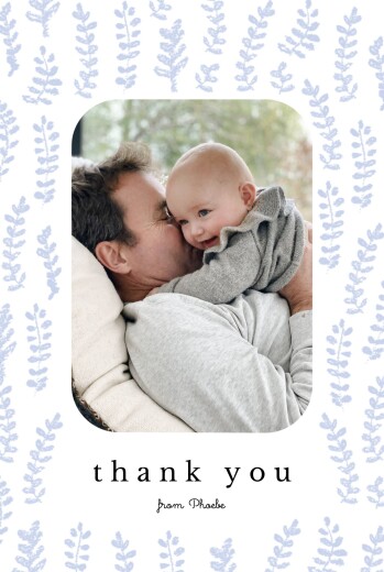 Baby Thank You Cards Pastel Leaves (4 pages) Blue - Page 1