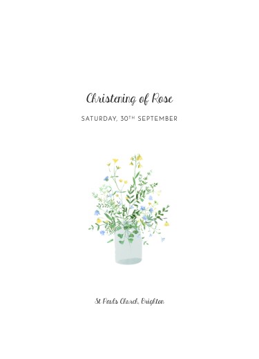 Christening Order of Service Booklets Cover Floral Frame White - Page 1