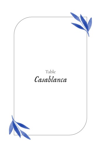 Wedding Table Numbers Botanical Embrace Blue - Front