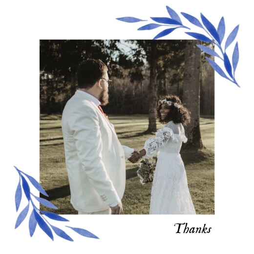 Wedding Thank You Cards Botanical Embrace Blue - Page 1