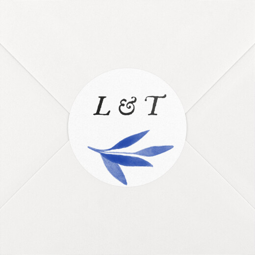 Wedding Envelope Stickers Botanical Embrace Blue - View 1