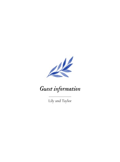 Guest Information Cards Botanical Embrace (Portrait) Blue - Front