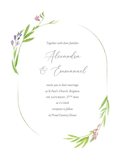 Wedding Invitations Blooming Pastures (Crown) Pink - Front