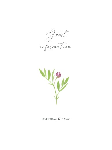 Guest Information Cards Blooming Pastures (Portrait) Pink - Front