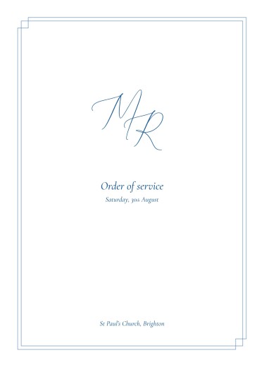 Wedding Order of Service Booklet Covers Elegance Blue - Page 1
