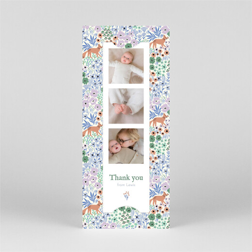 Baby Thank You Cards Liberty Fox (Bookmark) Blue - View 2