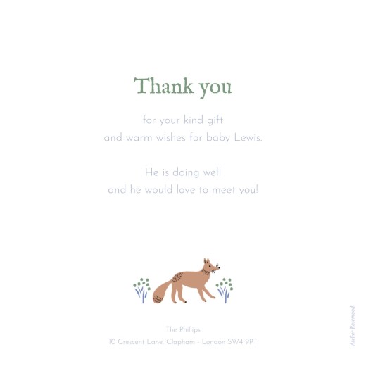 Baby Thank You Cards Liber fox (4 pages) Blue - Page 3
