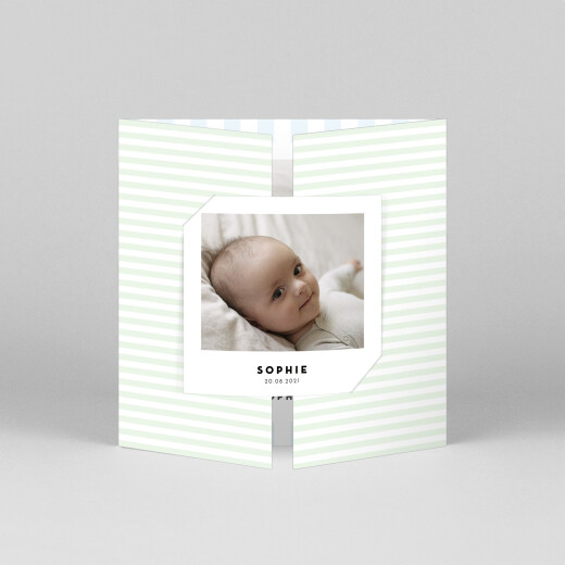 Baby Thank You Cards Pastel Stripes (Gatefold) Blue - View 1