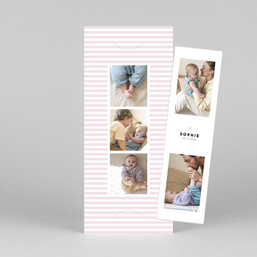 Baby Thank You Cards Pastel Stripes (Bookmark) Pink - View 1