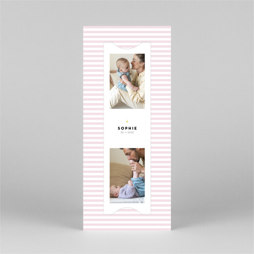 Baby Thank You Cards Pastel Stripes (Bookmark) Pink - View 2