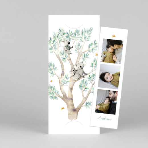 Baby Thank You Cards Koala Family of 3 (Bookmark) White - View 1