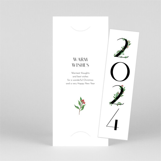 Christmas Cards Floral Tidings (Bookmark) White - View 1