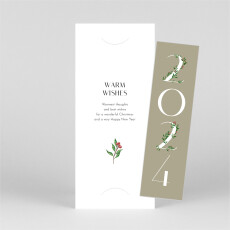 Christmas Cards Floral Tidings (Bookmark) Beige