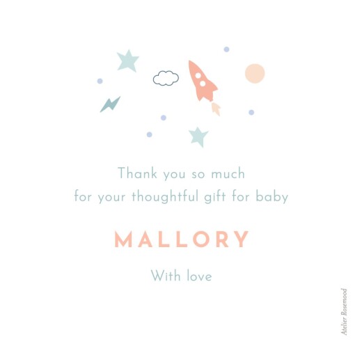 Baby Thank You Cards Little Space Traveler White - Front