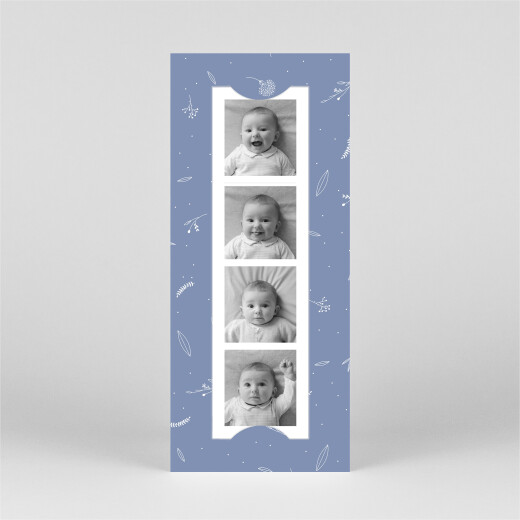 Baby Thank You Cards Elegant Foliage (Bookmark) Blue - View 2