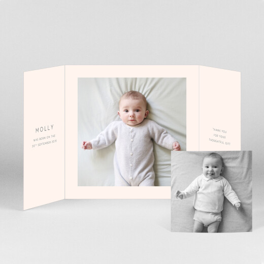 Baby Thank You Cards Lovely Heart (Gatefold) Pink - View 2