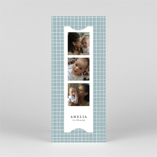 Baby Thank You Cards Scandi Squares (Bookmark) Blue - View 2