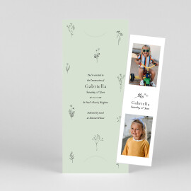 Communion Invitations Floral Minimalist (Bookmark) Green