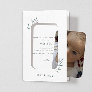 Baby Thank You Cards Botanical pictos (window) pink