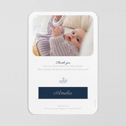 Baby Thank You Cards Bedtime Story (Keepsake) Blue - View 3