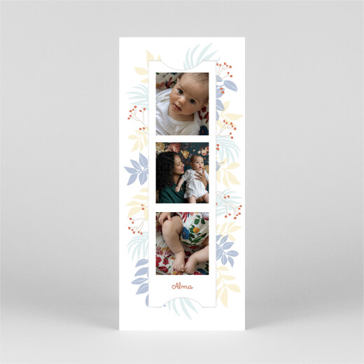 Baby Thank You Cards Budding Border (Bookmark) Blue - View 2