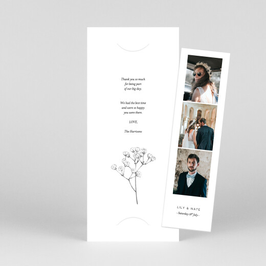 Wedding Thank You Cards Gypsophila (Bookmark) White - View 1