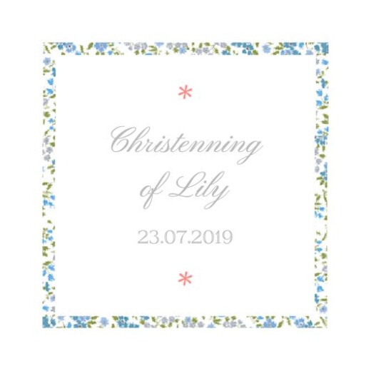 Christening Gift Tags Liberty Cross (square) blue - Front