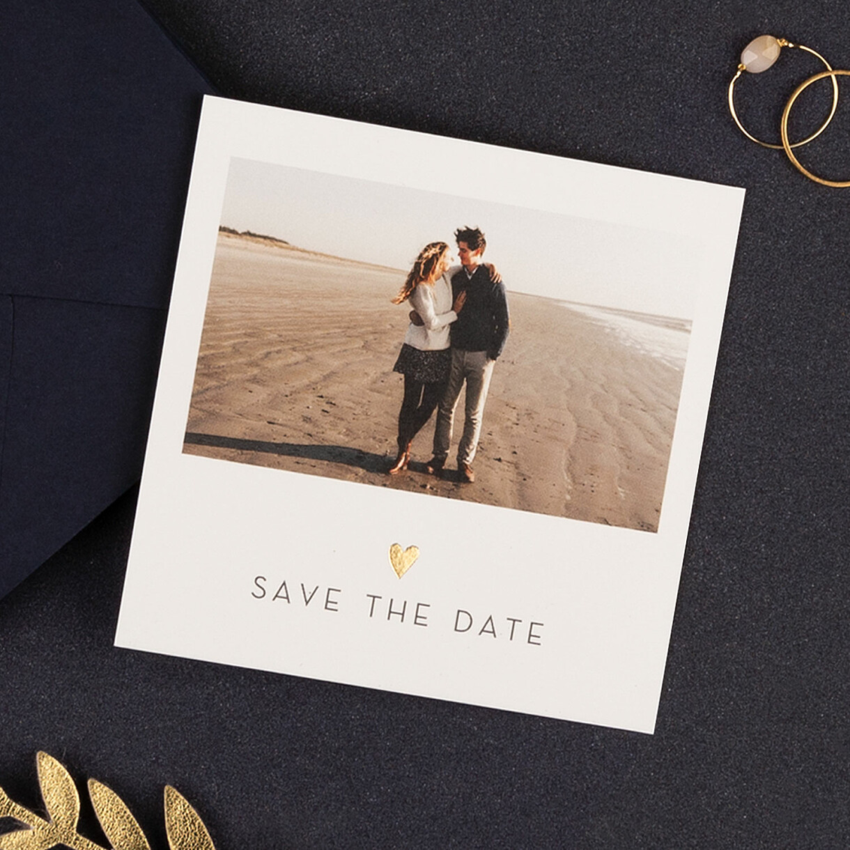 Elegant heart (foil) save the dates